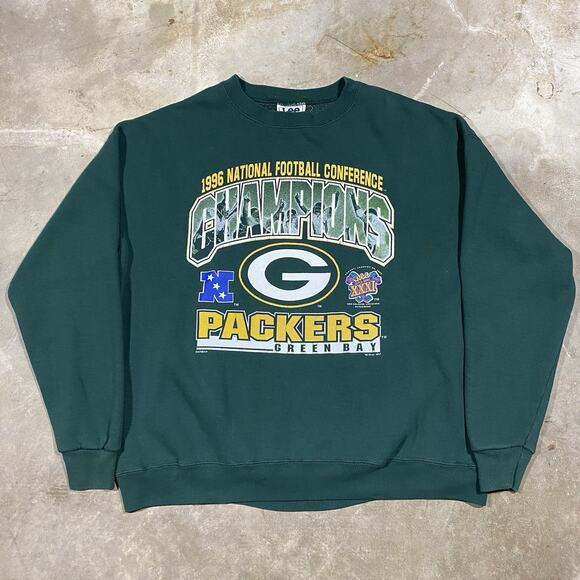 Green Bay Packers 1996 NFC Champions Lee Sport Sweatshirt XL Made in USA - Picture 1 of 11